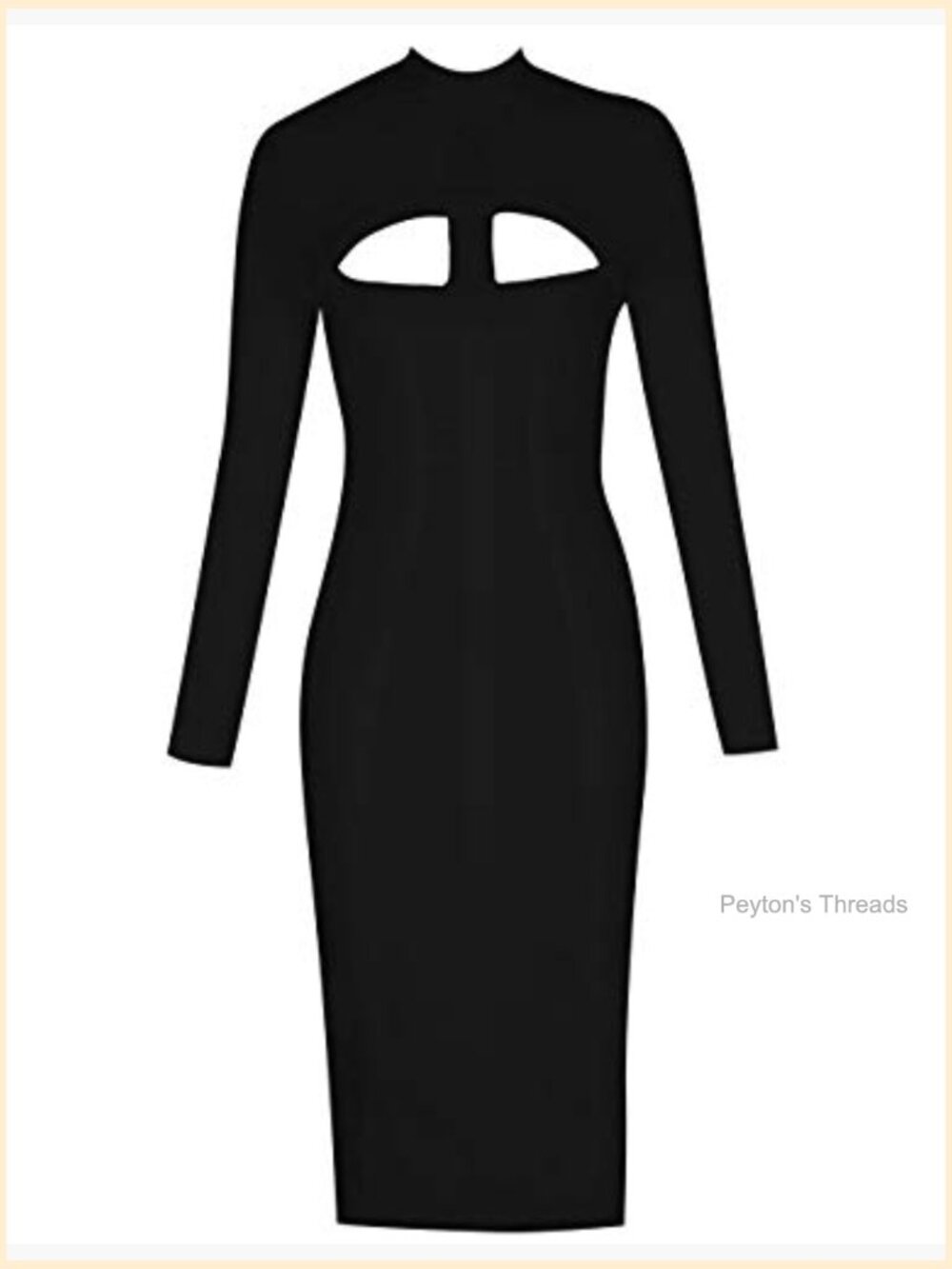Sexy Cut Out Long Sleeve Midi Bodycon Party Bandage Dress - Picture 5 of 7